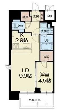 SPLENDIDE NAMBAIII(1LDK/3階)の間取り写真