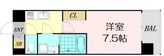 S-RESIDENCE福島GRANDE(1K/10階)の間取り写真