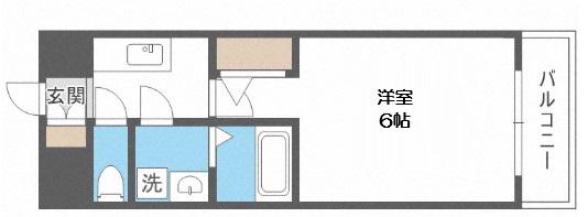 エスリードレジデンス大阪福島フロント(1K/6階)の間取り写真