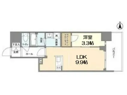 RJRプレシア南堀江(1LDK/11階)の間取り写真