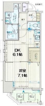 クリスタルグランツ新大阪(1DK/15階)の間取り写真