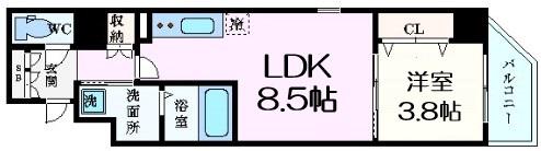 CITY PAL CREST TANIMACHI(1LDK/10階)の間取り写真