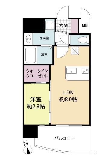 セレニテ難波ミラク弐番館(1LDK/2階)の間取り写真