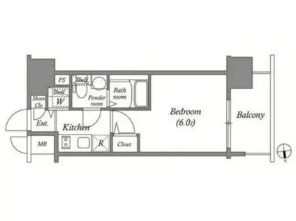 エスリード京橋桜ノ宮公園(1K/2階)の間取り写真