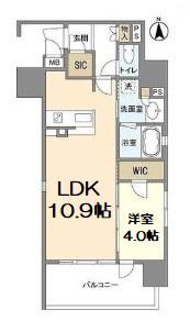 OPUS RESIDENCE SHINSAIBASHIサウス(1LDK/11階)の間取り写真