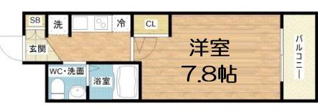 セレニテ本町グランデ(1K/8階)の間取り写真