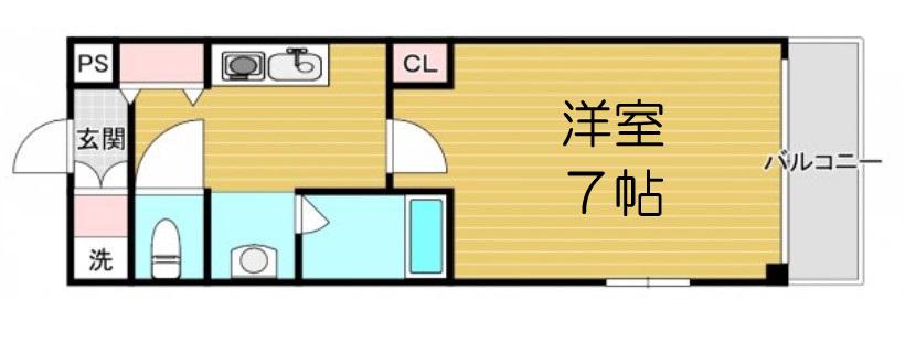 ナオシス長柄東(1K/2階)の間取り写真