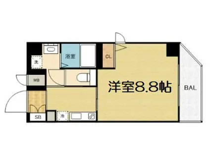 インベスト本町ウエスト(1K/4階)の間取り写真