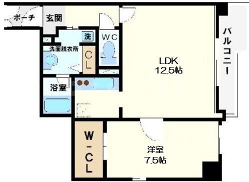 BRAVI南堀江(1LDK/9階)の間取り写真