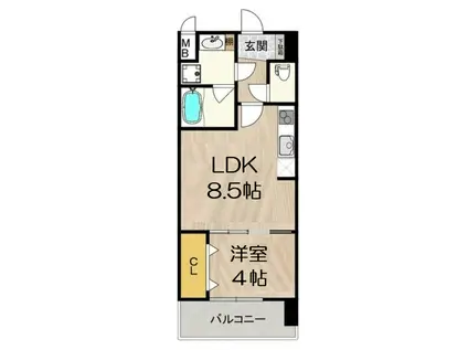 スプランディッド難波サウス(1LDK/6階)の間取り写真