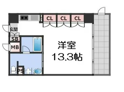 アーデンタワー南堀江(1K/9階)の間取り写真