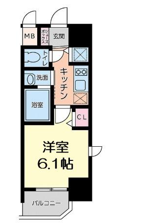 LIVECASA本町(1K/2階)の間取り写真