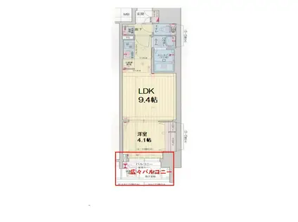 ファステート難波デラックス(1LDK/8階)の間取り写真