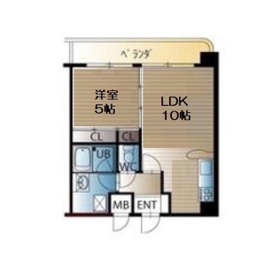 フローライト南森町(1LDK/8階)の間取り写真