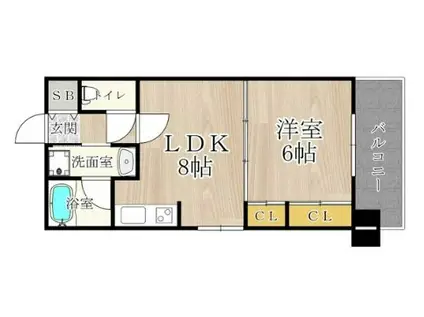 CITY SPIRE難波ウエスト(1LDK/5階)の間取り写真