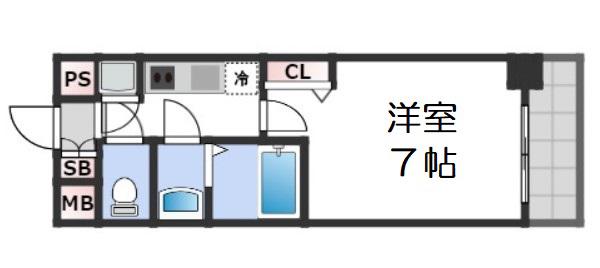レジュールアッシュ難波MINAMI2(1K/7階)の間取り写真