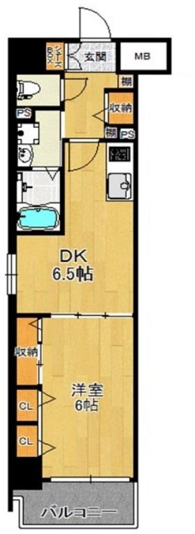 アスリート御堂筋本町(1DK/3階)の間取り写真