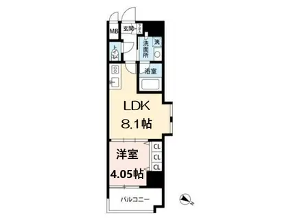 アーデン四ツ橋プライマリーワン(1LDK/5階)の間取り写真