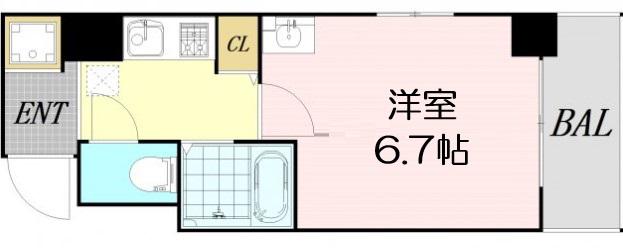 FR.IMP大阪三国(1K/5階)の間取り写真