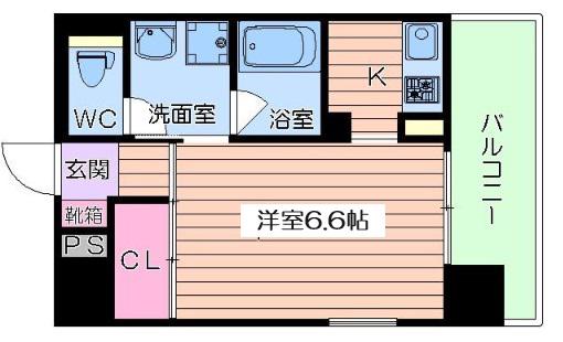 ジュネーゼ京町堀パークサイド(1K/9階)の間取り写真