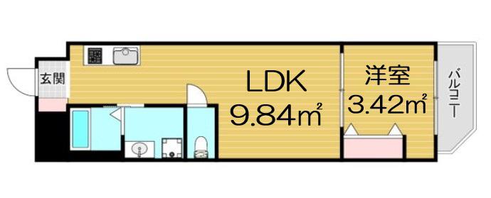 URBAN PARK難波南(1LDK/6階)の間取り写真