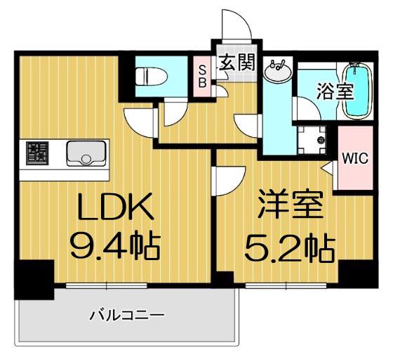 アーバネックス南森町イースト(1LDK/13階)の間取り写真