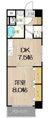 セントアミール南久宝寺(1LDK/2階)の間取り写真