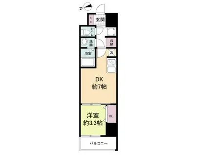 スペーシア日本橋東(1DK/14階)の間取り写真