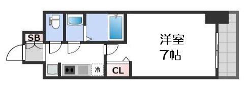 ファステート難波グランプリ(1K/2階)の間取り写真
