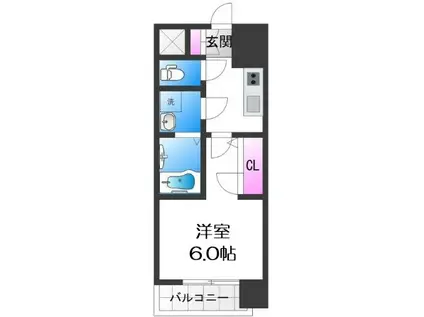 クレアグレイス岸里(1K/8階)の間取り写真