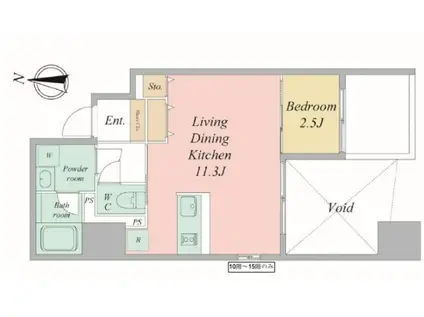 エスリードレジデンス大阪谷町ザ・マークス(1LDK/4階)の間取り写真