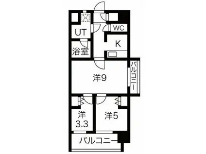 THE MUSIC COURT(3K/4階)の間取り写真