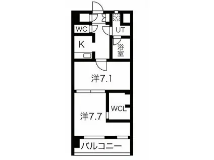 THE MUSIC COURT(2K/7階)の間取り写真