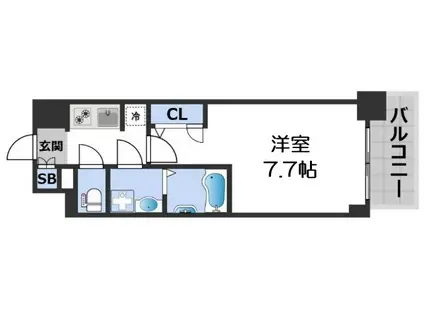 S-RESIDENCE難波大国町DOMINA(1K/2階)の間取り写真