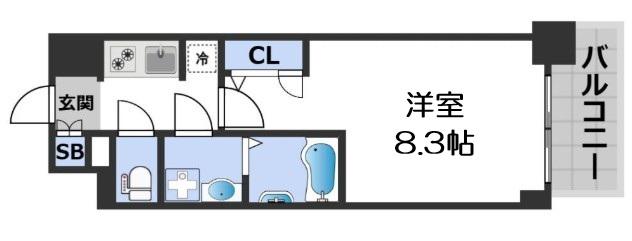 S-RESIDENCE難波大国町DOMINA(1K/4階)の間取り写真