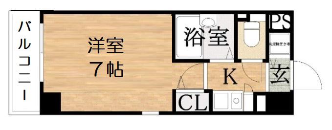 パラシオ南森町(1K/6階)の間取り写真
