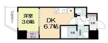 アプリーレ松屋町(1DK/14階)の間取り写真