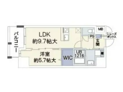 ドミツィール福(1LDK/11階)の間取り写真