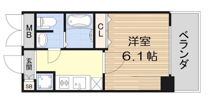 プレサンス松屋町グレース(1K/13階)の間取り写真