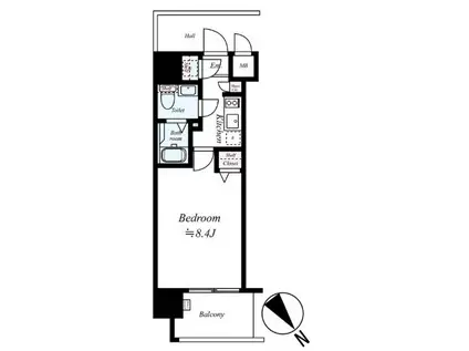 エスリード阿波座シティーウエストⅡ(1K/7階)の間取り写真