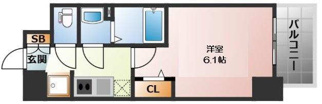 ファステート難波ヴィラント(1K/2階)の間取り写真