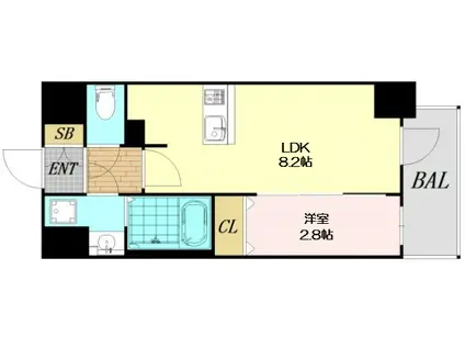 ファステート難波ヴィラント(1LDK/3階)の間取り写真