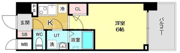 エスリードレジデンス大阪グランノースⅡ(1K/6階)の間取り写真