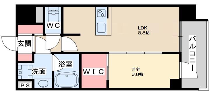 シーズンフラッツ中崎(1LDK/11階)の間取り写真