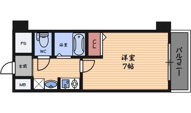 エスリード福島駅前(1K/9階)の間取り写真