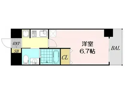 エステムコート梅田・天神橋Ⅲアヴァンテ(1K/4階)の間取り写真