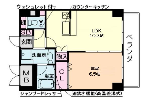 レシェンテ西梅田(1LDK/6階)の間取り写真