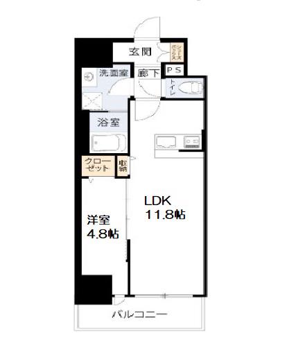 DAIYASTORK阿波座(1LDK/4階)の間取り写真