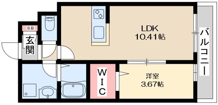 エスグランデ中崎町(1LDK/3階)の間取り写真