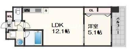 スプランディッド梅田グランノース(1LDK/10階)の間取り写真
